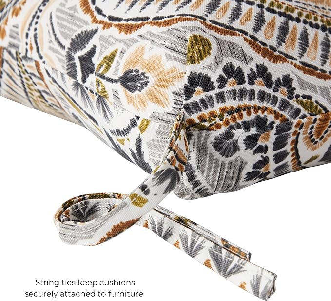 Modern Outdoor Chaise Lounge Cushion with Ties – Durable Polyester Fabric, Channel-Filled Polyfiber Insert, Removable Zippered Cover, Arctic Paisley