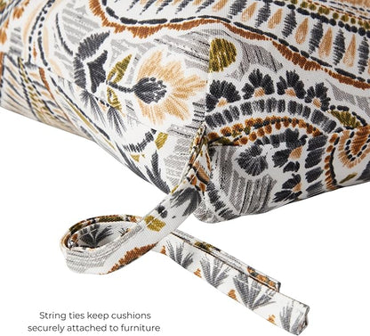 Modern Outdoor Chaise Lounge Cushion with Ties – Durable Polyester Fabric, Channel-Filled Polyfiber Insert, Removable Zippered Cover, Arctic Paisley