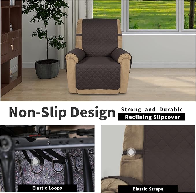 Easy-Going Reversible Couch Cover, Recliner 22 in, Chocolate/Chocolate | Machine Washable Slipcover For Dogs, Water Resistant Furniture Mat For Living Room, Non-Slip Sofa Cover, Pet Friendly