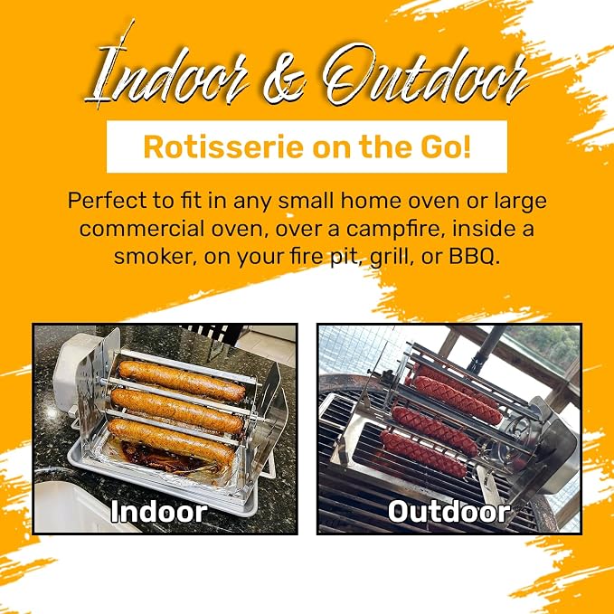 ROTO-Q Plus Sausage Carousel – Hot Dog & Sausage Rotisserie Attachment – Non-Electric, 7-Sausage Capacity (Black)