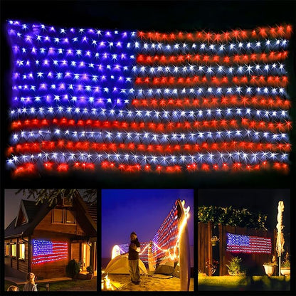 XTF2015 Led Flag Net Lights of The United States, American Flag Lights, Waterproof American Flag String Light for Outdoor, Independence Day, Memorial Day, Decoration, Garden, Indoor and Christmas