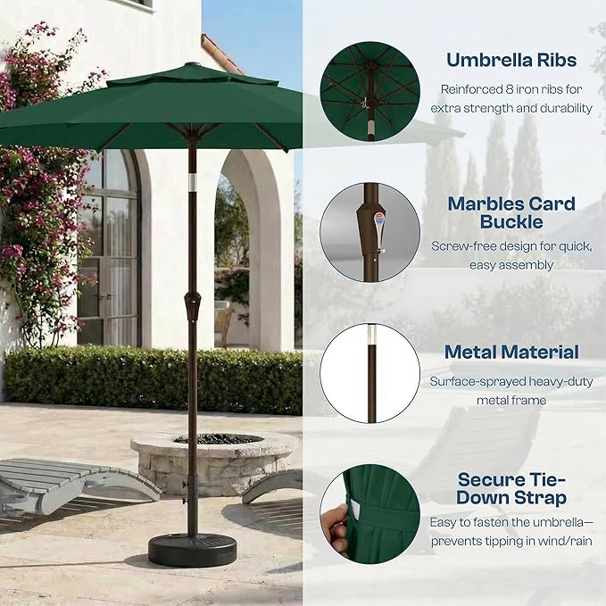 Patio Umbrella, 2 Tier Outdoor Table Umbrella, Large Vented Market Umbrellas with Push Button Tilt and Crank, 8 Sturdy Ribs for Backyard, Deck, Pool, UPF50+ UV Protection