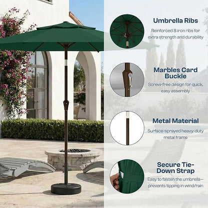 Patio Umbrella, 2 Tier Outdoor Table Umbrella, Large Vented Market Umbrellas with Push Button Tilt and Crank, 8 Sturdy Ribs for Backyard, Deck, Pool, UPF50+ UV Protection