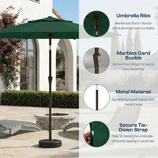 Patio Umbrella, 2 Tier Outdoor Table Umbrella, Large Vented Market Umbrellas with Push Button Tilt and Crank, 8 Sturdy Ribs for Backyard, Deck, Pool, UPF50+ UV Protection
