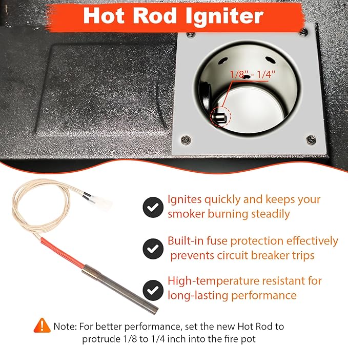 Pellet Grill Replacement Parts for Traeger, Pit Boss Wood Pellet Grills, Upgraded Auger Motor, Grill Induction Fan, Fire Burn Pot and Hot Rod Igniter, Grill Parts with Ash Remover, Screws and Fuse