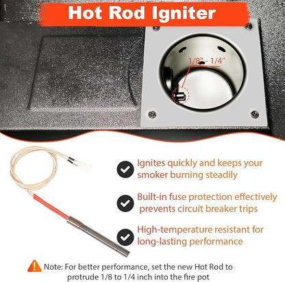 Pellet Grill Replacement Parts for Traeger, Pit Boss Wood Pellet Grills, Upgraded Auger Motor, Grill Induction Fan, Fire Burn Pot and Hot Rod Igniter, Grill Parts with Ash Remover, Screws and Fuse