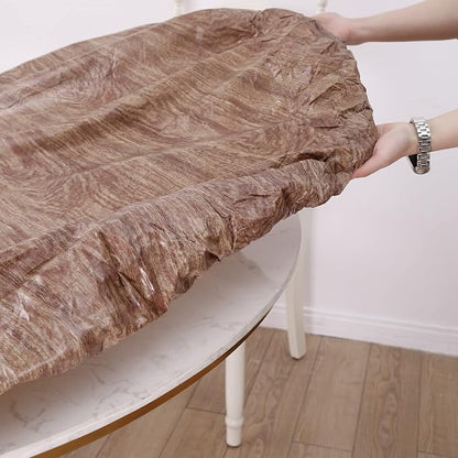 Walrus Round Vinyl Fitted Tablecloth with Flannel Backing Elastic Edge Design Table Cover Waterproof Oil-Proof PVC Table Cloth Stain-Resistant Best for 37"-44" Round