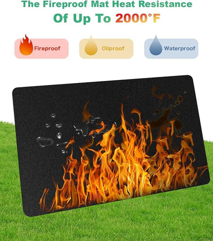TAOMAND Large 60 x 40 inches Under Grill Mats for Outdoor Grill | Double-Sided Fireproof | Waterproof | Oil-Proof | Easy to Clean | Indoor Fireplace/Fire Pit Mat | Quality BBQ Mat for Deck Patio Lawn