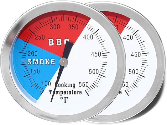 3 inch BBQ Thermometer Gauge 2 Pcs Charcoal Grill Pit Smoker Temp Gauge Grill Thermometer Replacement for Oklahoma Joe's Smokers, and Smoker Wood Charcoal Pit, Large Face Grill Temp Thermometer