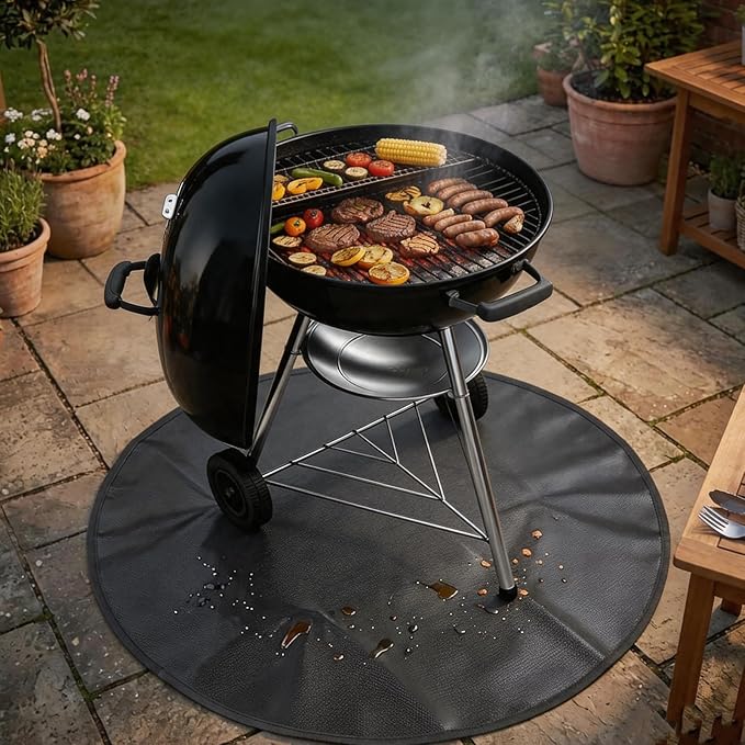 SheeChung Fire Pit Mat Round 48''for Solo Stove Yukon,Double-Sided Fireproof Oilproof Large Outdoor Under Grill Mat,BBQ Grill Accessories,Slip/Heat Resistant Fireplace Mat for Deck,Patio and Lawn