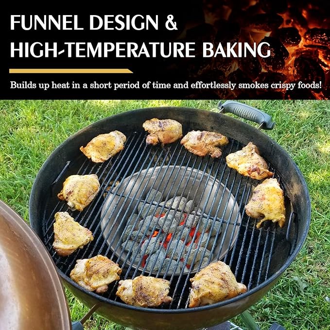 BBQ Whirlpool for Weber Kettle 22" Grills, 304 Stainless Steel One-Piece Whirlpool Without Welding for Weber Kettle WSM Smoker Grill fit Kamado Joe,Big Joe,Charcoal Grill Parts for L/XL Big Green Egg