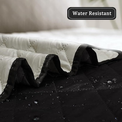 Easy-Going Reversible Couch Cover, Chair 30 in, Black/Beige | Machine Washable Slipcover For Dogs, Water Resistant Furniture Mat For Living Room, Non-Slip Sofa Cover, Pet Friendly