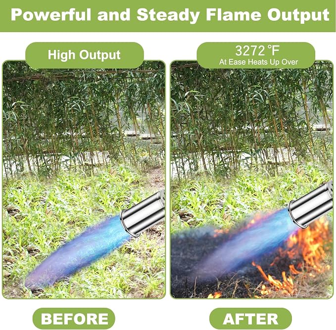 Heavy Duty Propane Weed Burner Torch, 30" Self-Igniting Flame Thrower with Rubber Grip for Garden Weeding, BBQ Lighting, Driveway & Snow Clearing(Fuel Cylinder Not Included)