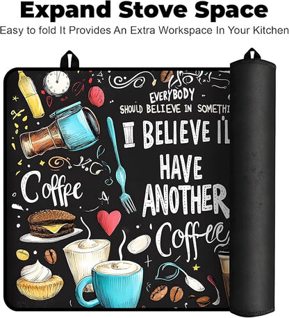 Heat-Resistant Glass Stove Top Cover with Anti-Slip Rubber Coating – 28.5x20.5 Inch Electric Stove Protector, Scratch-Resistant, Expands Counter Space, Stylish Kitchen Decor