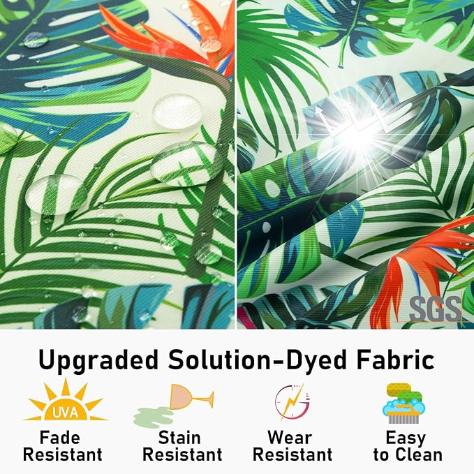 Topotdor Outdoor Chair Cushions Set of 2, Waterproof Patio Chair Cushions for Outdoor Furniture, Round Corner Seat Chair Pads with Ties for Patio Garden Dining Office, 18"x18"x2", Tropical Plant