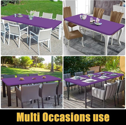 Smiry Rectangle Picnic Table Cloth, Waterproof Elastic Fitted Tablecloths for 4 Foot Tables, Washable Polyester Table Cover for Camping, Indoor and Outdoor (Purple, 24"x48")
