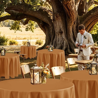 Fitable 6 Pack Bronze Round Tablecloths - 108 Inches in Diameter | Wrinkle & Stain Resistant, Washable Polyester Fabric, For Wedding Party Banquet Formal Events Fall Thanksgiving Harvest