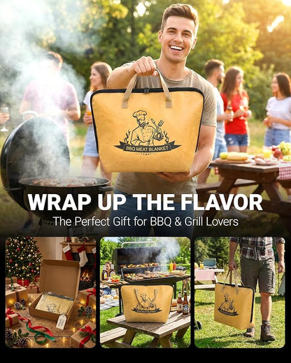 BBQ Blanket for Resting Meat,21in Reusable Insulated Meat Resting Bag with Wide Mouth for Brisket, Turkey,Pork Shoulder,Grill and Smoker Accessories,Camping Outdoor Gifts for Men Dad