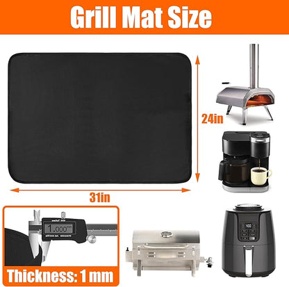 Thicking 24x31in Heat Resistant Grill Mats for Outdoor Grill 17in & 22in Blackstone Griddle to Protect Your Prep Table Grill Mat - Fire Proof & Water Proof & Oil Proof BBQ Mat Air Fryer Mat