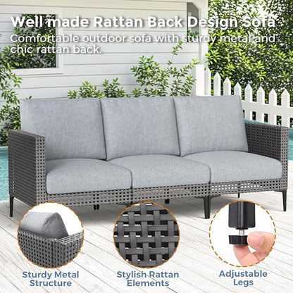 Jocoevol 5 Pieces Outdoor Patio Conversation Set – Rattan L-Shaped Corner Sofa Comfortable Thickening Cushions for Garden, Balcony,Weatherproof Waterproof UV Resistance