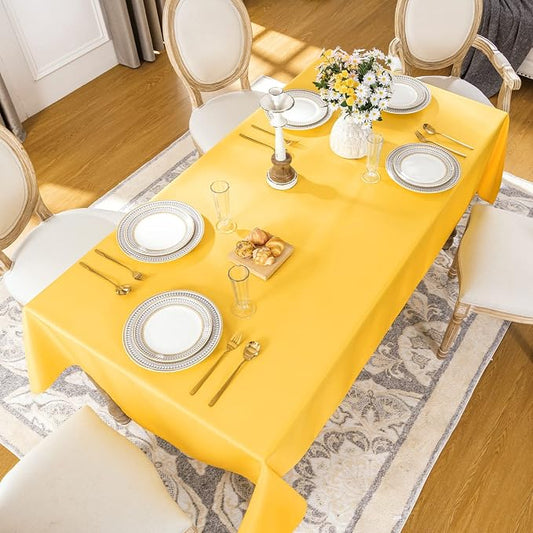 Softalker Rectangle Tablecloth, Waterproof Table Cloths Wrinkle Free Fabric Washable Polyester Table Cover for Dining Tables Party Outdoor Camping Parties Buffet - 52 x 70 inch, Yellow