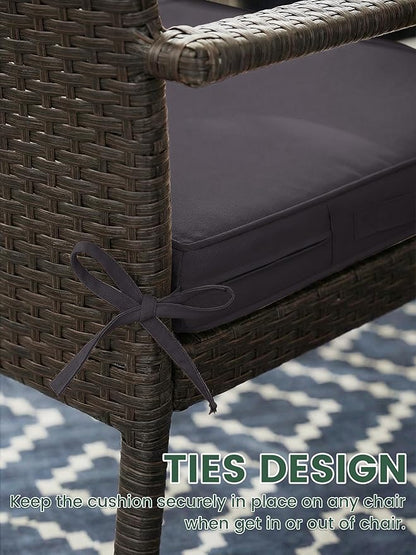 Outdoor Chair Cushion 17 x 16 x 3 Inches Patio Furniture Outdoor Waterproof Seat Cushion, Patio Chair Cushion with Handles and Ties, Square Dining Chair Cushion Set of 2, Grey