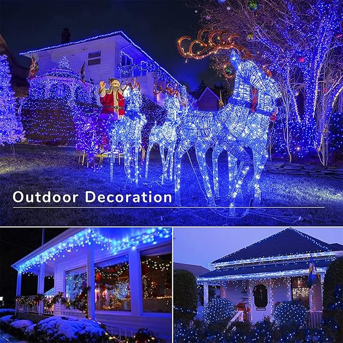 MZD8391 105FT 300LED Christmas Light Outdoor Indoor, Christmas Tree Lights | Blue, 100% UL Listed, Waterproof, 8 Light Mode, Timer & Memory, End To End Connect, Halloween String Lights Outdoor Indoor
