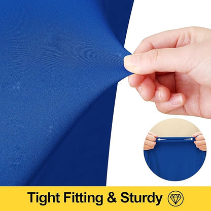 Smiry Spandex Elastic Fitted Table Cloth Skirt for 5FT Rectangle Table | Stretch Washable Table Cloth, Banquet Table Cover for Wedding, Party, Indoor & Trade Shows, (Blue, 60Lx36Wx30H)