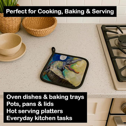 Caroline's Treasures JMK1207PTHD Alligator Pair of Pot Holders Kitchen Heat Resistant Pot Holders Sets Oven Hot Pads for Cooking Baking BBQ, 7 1/2 x 7 1/2