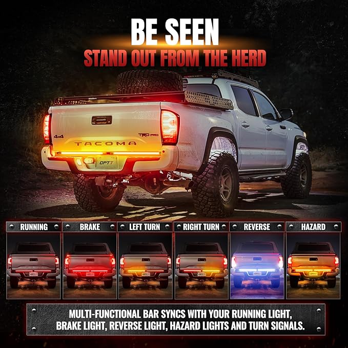 OPT7 Amber Safety Lights for 3rd Gen Tacoma TRD PRO 2016-2023, Front LED Grille Light + Tailgate Light Bundle Kit