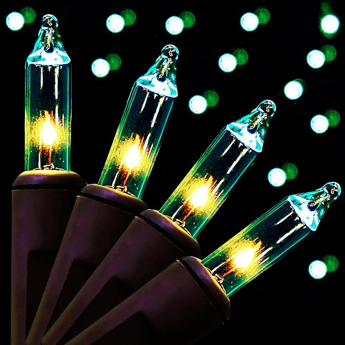 100 Clear Mini Brown Wire Christmas Lights 23ft Incandescent Waterproof UL Certified Fairy String Lights for Outdoor Indoor Home Party Holiday Xmas Tree Decoration