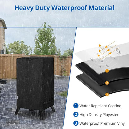 SunPatio 40 inch Electric Smoker Cover Compatible for Masterbuilt Smoker, Heavy Duty Waterproof Outdoor Smoker Grill Cover, 28" W x 22" D x 39" H, Black