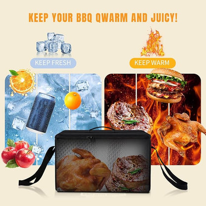 BBQ Insulated Food Bag - 5-Layer Thermal Cooler/Warmer for Grilling, Picnics | Collapsible, Waterproof, Large Capacity (Fits Roasts, Burgers & More)