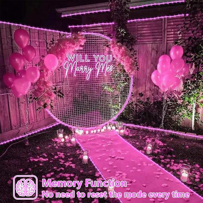 YEGUO Solar Rope Lights Outdoor Waterproof, 66ft 200 LED Pink String Lights, 8 Modes Fairy Lights in Clear Thin Tube