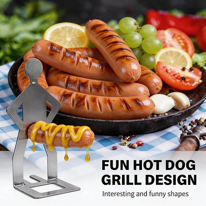 Funny BBQ Hot Dog Holder 2026，Reusable Stainless Steel Sausage Stands 4 PCS，Portable Hot Dog Roaster，Barbecue Grill Accessories for Camping & Party Gifts Hot Dog Stand Hot Dog Holders for Grilling