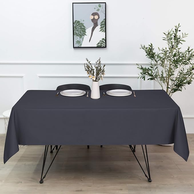 sancua Square Tablecloth - 60 x 60 Inch - Water Resistant Spill Proof Washable Polyester Table Cloth, Decorative Fabric Table Cover for Dining Tables, Buffet Parties and Camping, Grey