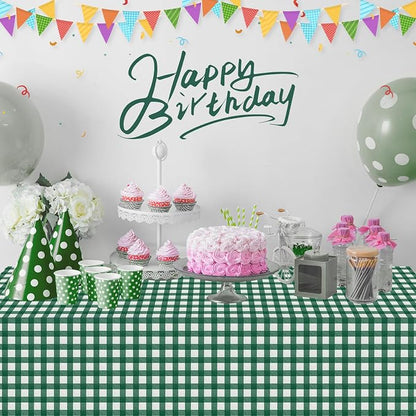 6Pcs Dark Green Gingham Tablecloths, Checkered Party Table Covers 54x108 In | Green and White Checkered Golf Tablecloths, Disposable Waterproof for Golf Camping Barbecue Birthday Party