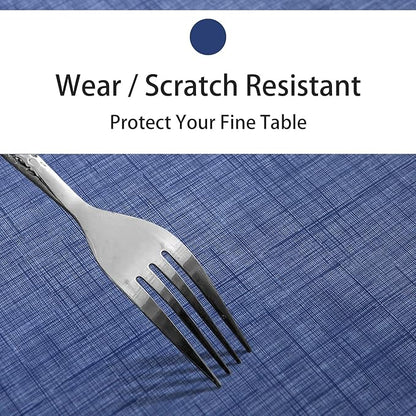 LIBERECOO Vinyl Tablecloth with Flannel Backing, Denim Blue, Waterproof, Stain-Resistant, Easy-Clean Table Cover for Dining, Kitchen, and Outdoor Use, 60" x 84" Rectangle