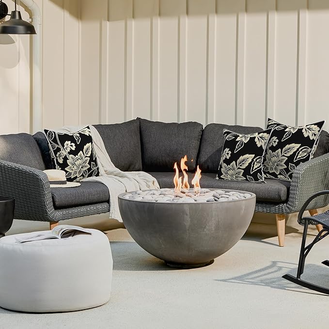 LVTXIII Outdoor Throw Pillow Covers Set of 2, Patio Waterproof Pillow Cases Fade Resistant Accent Pillow Covers for Home and Garden Furniture Decoration, 18"x18", Elegant Vines Black