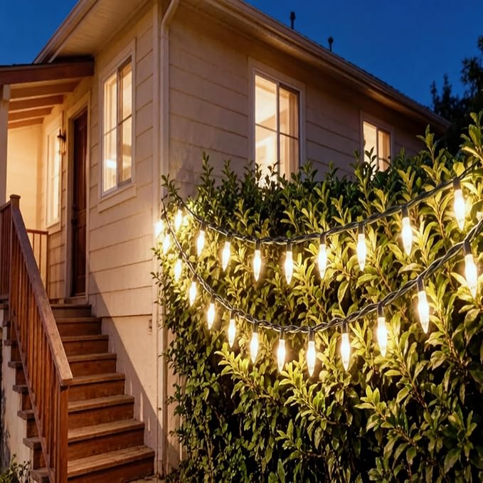 100 LED Warm White Green Wire Christmas String Lights, UL Certified and Commercial Decorative Lighting String 35 Ft, for Indoor Outdoor Christmas Trees, Patio, Trees.