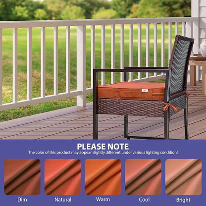 IPYNBAP Outdoor Chair Cushions Set of 4 -Waterproof Outdoor Seat Cushions for Patio Furniture, Patio Chair Cushion with Handle and Ties, Out Door Chair Pads,18.5x16x3-Square, Spice