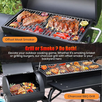 Offset Smoker Bundle with Steel Charcoal Bucket & 150 Rolls