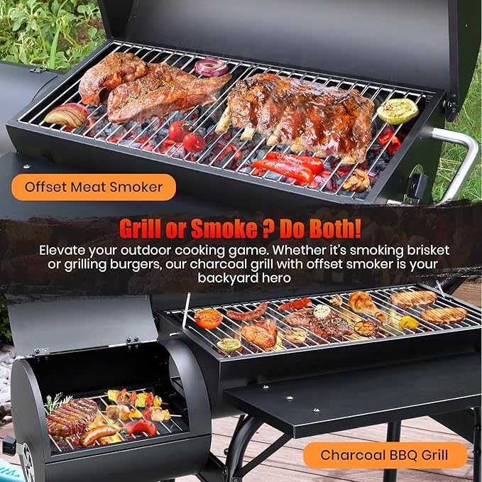 Offset Smoker Kit with Steel Charcoal Bucket & 120 Rolls