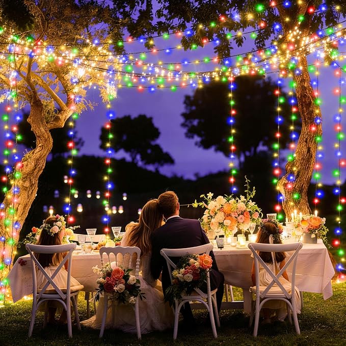 XURISEN 403FT 1000 LED Christmas Lights Outdoor Green Wire String Lights 8 Modes with Timer Memory Waterproof Fairy Lights Plug in for Xmas Tree Wedding Yard Party Holiday Decorations(Multicolor)