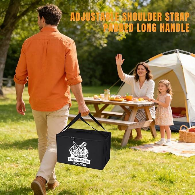 BBQ Insulated Food Bag - 5-Layer Thermal Cooler/Warmer for Grilling, Picnics | Collapsible, Waterproof, Large Capacity (Fits Roasts, Burgers & More)