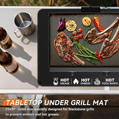 25x39 inches Under Grill Mats for Blackstone, Double-Sided Fireproof Outdoor Grill Protective Mat, Oilproof Waterproof BBQ Fire Pit Fireplace Mat