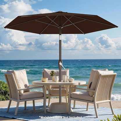 AreShark 7.5FT Patio Umbrella Table Market Umbrella w/Tilt and Crank, Heavy-Duty Outdoor Umbrellas for Pool, Deck, Garden and Backyard, Brown