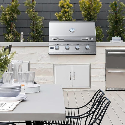 Hygrill STD Series 32-Inch Built In Grill, Stainless Steel 4-Burner Grill Head for Outdoor Kitchen, Natural Gas