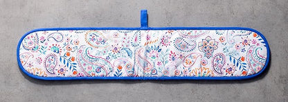 Maison d' Hermine Double Oven Mitts 100% Cotton 7"x35" Double Oven Mitt Heat Resistant BBQ Cooking Gloves with Loop Baking Grilling Kitchen Hotel Home Farmhouse Spring Summer (Indian Floral)