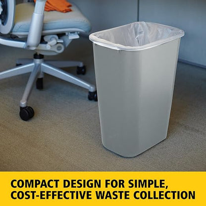 Rubbermaid Commercial Products Deskside Wastebasket/Trash Can, 10.25-Gallon/41-Quart, Gray, Plastic, Garbage Can for Home/Office, Fits Under Desk/Sink/Cabinet